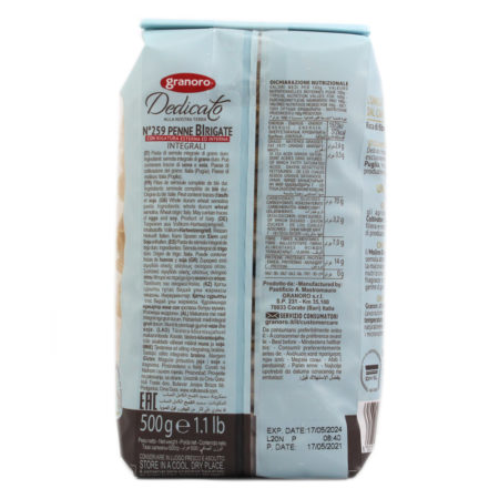Pasta di semola integrale grano duro Granoro Dedicato penne nr.259 i Birigati gr.500 - immagine 3