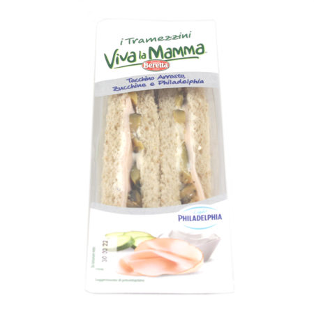 Tramezzini con tacchino arrosto zucchine e philadelphia x 2 gr.140