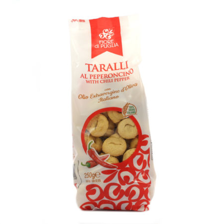 Taralli all'olio extravergine oliva al peperoncino Fiori di Puglia gr.250