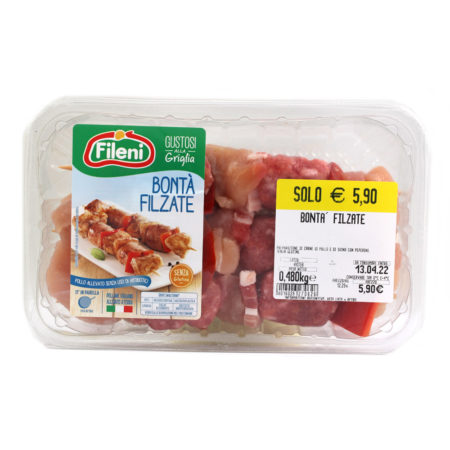 Spiedini Bontà filzate Fileni con pollo suino e peperoni gr.480