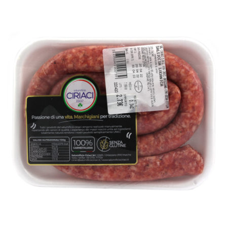 Salsiccia di suino luganica Salumificio Ciriaci gr.340 circa