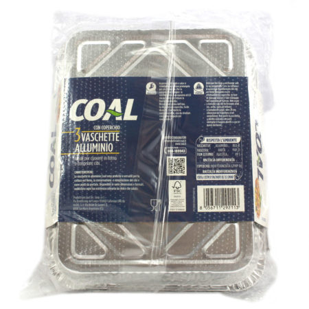 Vaschetta alluminio 4 porzioni x 3 pezzi con coperchio Linea Coal - immagine 2