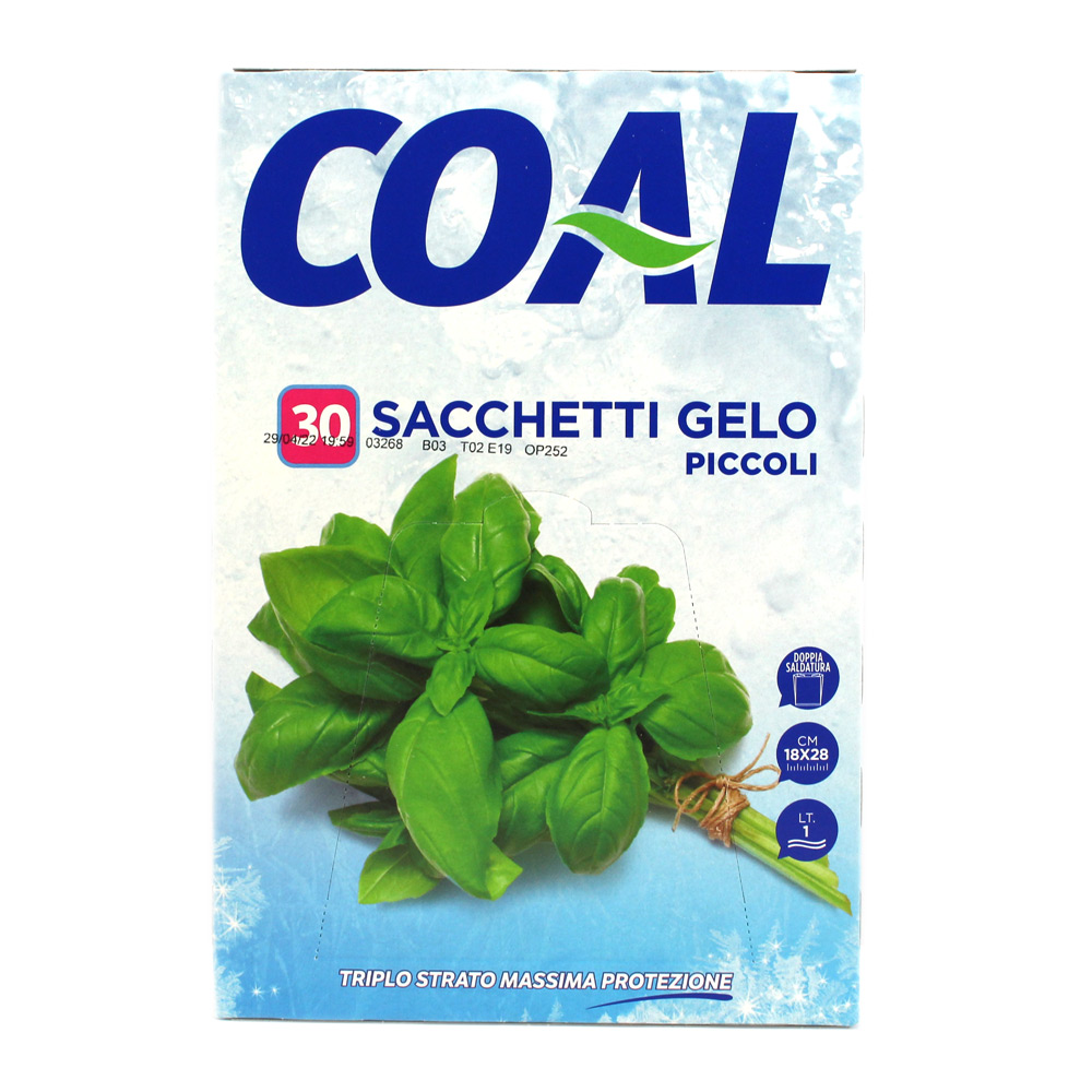 Sacchetti gelo per alimenti x 30 misura piccola 18 x 28 Linea Coal 