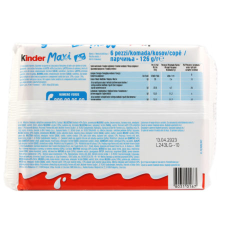 Cioccolato Kinder maxi Ferrero x 6 barrette gr.126 - immagine 2