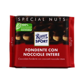 Tavoletta cioccolato Ritter sport fondente con nocciole intere gr.100