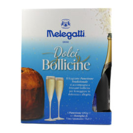 Confezione Panettone Melegatti gr.680 più 1 bottiglia di vino spumante Cuvee Santorsola cl.75
