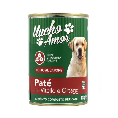 Patè mucho amor cane con vitello e ortaggi gr.400