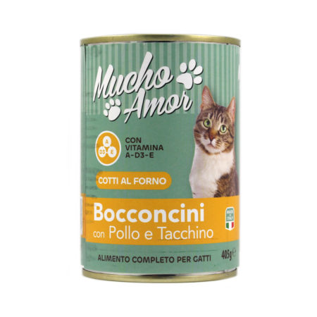 Bocconcini Mucho Amor gatto con pollo e tacchino gr.405