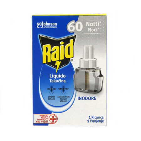 Ricarica Raid liquido contro zanzare inodore 60 notti ml.36