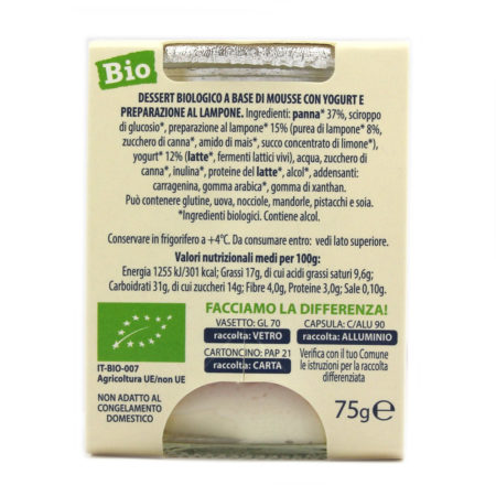Mousse con yogurt e lampone BIO Scaldasole gr.75 - immagine 3