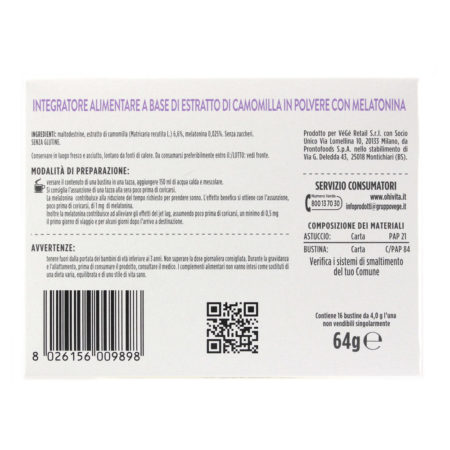 Camomilla solubile senza zucchero con melatonina x 16 buste linea Ohi Vita gr.64 - immagine 2
