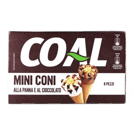 Gelato mini coni alla panna e cioccolato x 8 gr.320 Linea Coal
