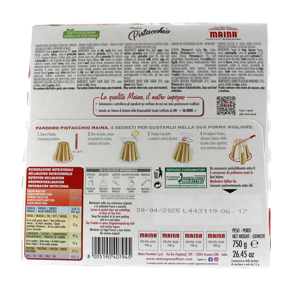 Pandoro Maina Golosone con crema pistacchiolato gr.750 - immagine 2