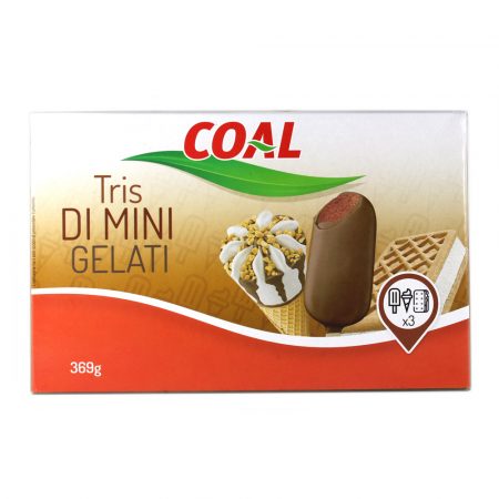 Tris mini gelati x 3 gr.369 stecco cono e biscotto Linea Coal