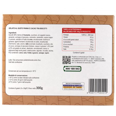 Gelato biscotto bigusto alla panna e cacao x 6 gr.300 Linea Coal - immagine 2