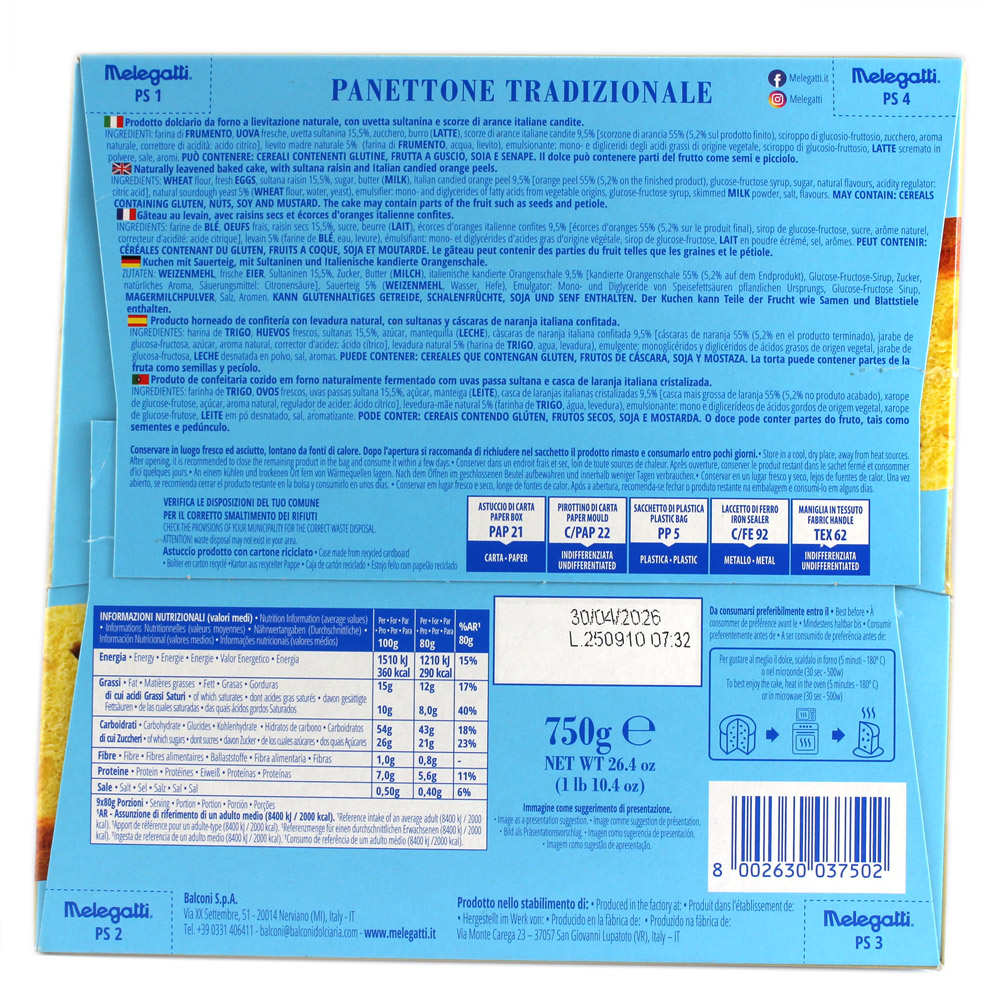 Panettone Melegatti tradizionale gr.750 - immagine 2