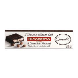 Torrone mandorlato Giampaoli ricoperto di cioccolato fondente gr.250