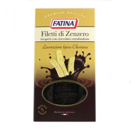 Filetti di zenzero Fatina ricoperti con cioccolato extrafondente di copertura gr.150