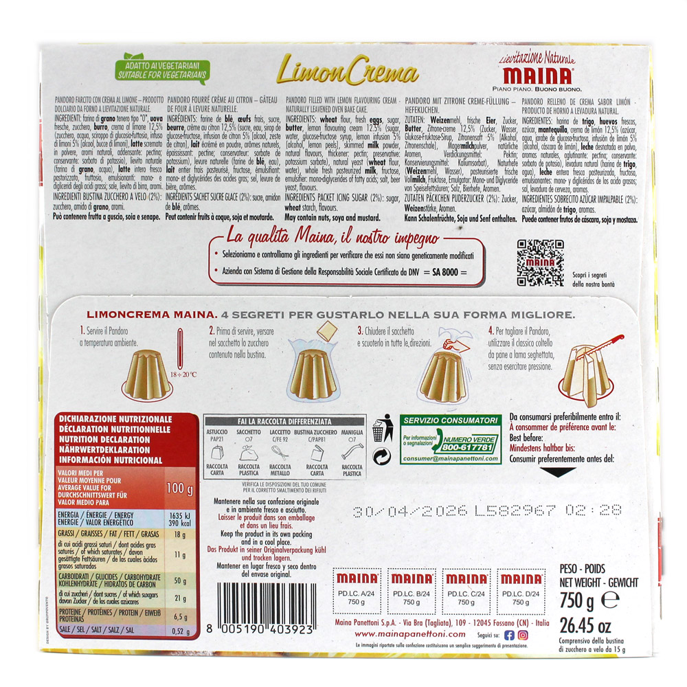 Pandoro Maina Golosone limon crema gr.750 - immagine 2